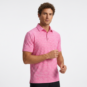 Polo de Manga Corta de Punto Rosa para Hombre, Diseño Casual de Color Sólido con Botones, Corte Regular - Product Image 4