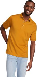 เสื้อโปโลแขนสั้นผู้ชาย Lands' End สีมัสตาร์ด ผ้าถักปิเก้ ระบายอากาศได้ดี สวมใส่สบาย ทรงปกติ ดีไซน์สีพื้น - Product Image 5