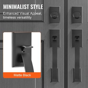 Set di Maniglie per Porte Doppie ad Arco in Nero Opaco - Reversibili, Robuste, per Porte d'Ingresso e Sale da Pranzo - Product Image 6