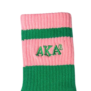 AKA Pink & Green Quarter <b>Socks</b> Embroidered Crew Athletic Casual Cotton <b>Socks</b> for <b>Women</b> Green Pink <b>White</b> - Product Image 3