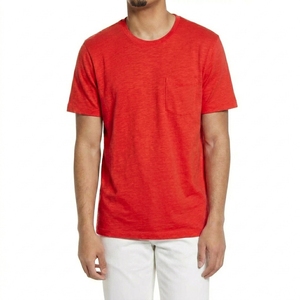 T-shirts pour hommes en coton décontractés à col rond, coupe régulière, avec logo personnalisé en relief, respirants et écologiques - Product Image 2