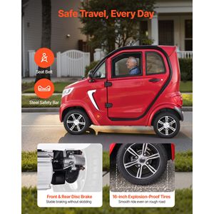 Scooter Eléctrico de 4 Ruedas con Cabina Cerrada de 2000W para Personas Mayores y Adultos, Capacidad de 660lbs, 3 Asientos, Scooter para Discapacitados de 45 Pulgadas - Product Image 5
