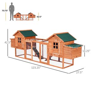 Pollaio in Legno a Doppia Gabbia Tipo H da 124 Pollici con Rampe Esterne e Cassette Nido - Prodotto Naturale per Animali - Product Image 3