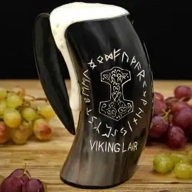 Jarra de Cerveza/Taza de Café Estilo Vikingo con Diseño Animal, Pulida, de la India - Product Image 2