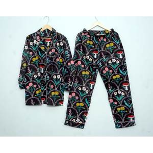 Conjunto de Pijama con Estampado Floral para Mujer, Ropa de Dormir de Algodón, Pantalones de Pijama para Mujer, Camisas de Manga Larga, Pijama Combinado - Product Image 1