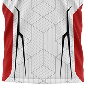 Camiseta de Fútbol Sublimada con Diseño Geométrico Rojo y Blanco, Cuello en V, Manga Corta, Absorbe la Humedad, Ajuste Atlético, para Hombre Adulto - Product Image 5