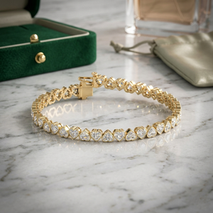 8.00 CTW IGI Certified Heart-Cut Diamond Tennis <b>Bracelet</b> in 10K Gold Plated with VVS2 Clarity E-Color Brilliance Wedding Gift - Product Image 1