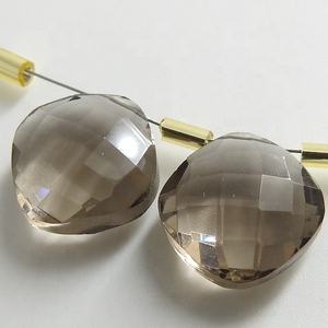 Handmade 12X12MM Smoky Brown Quartz Faceted Cushion <b>Glass</b> <b>Bead</b> Hydro Teardrop Drop Gemstone for Jewelry <b>Lampwork</b> <b>Crystal</b> Making - Product Image 1