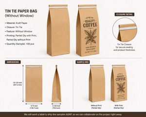 Bolsa de Papel Kraft Personalizada RRD EXIM de Grado Alimenticio con Cierre Metálico, Ventana y Fuelle Lateral Plegable Ajustable para Café Verde Reutilizable - Product Image 2