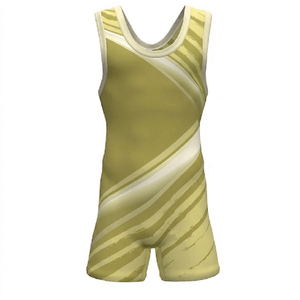 Combinaison de lutte unisexe violette ajustée en Spandex et Nylon extensible avec logo imprimé par transfert thermique sur le devant, vêtement de sport de combat - Product Image 3