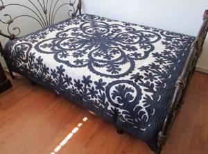 <b>Indian</b> Handmade Dark Blue And White Color Embroidered 100% Cotton Hawaiian <b>Quilts</b> For Home, Hotel And Functions Bedding Decor - Product Image 1