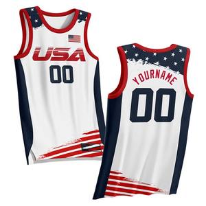 Proveedor Mayorista de Camisetas de Baloncesto Personalizadas con la Bandera de EE. UU., de Secado Rápido, Tela de Calidad, Estilo Retro - Product Image 1