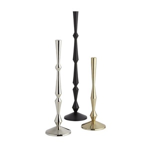 Mid-Century Modern Tri Color <b>Candlestick</b> Set Tall Multi Height Spindle Taper Stands with Diamond Cut Facets Contemporary - Product Image 3