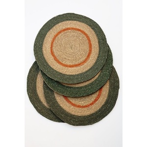 Sous-verres ronds tissés à la main en jonc de mer, style bohème vert-orange, pour la table, le thé, le café, et comme tapis et dessous-de-plat décoratifs - Product Image 1