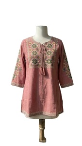 Nouvelle Tendance : Haut Traditionnel Indien Élégant pour Femme, Longueur Standard, en Coton avec Broderie Fine, Anti-humidité et Séchage Rapide, Protection Solaire - Product Image 3