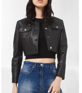 Wholesale Custom Women's <b>Gothic</b> Motorcycle <b>Jacket</b> Nappa Leather Breathable Custom Branding Zipper Closure Short Length - Product Image 1