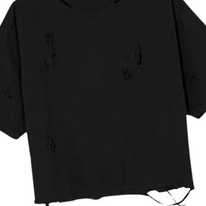 T-shirt Oversize Délavé Effet Vieilli Style Grunge Vintage avec Ourlet Déchiré Streetwear Logo Personnalisé Unisexe Décontracté Qualité Supérieure - Product Image 6