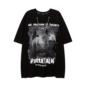 <b>Men's</b> Black Short Sleeve T-<b>Shirt</b> O-Neck Front Printed <b>Skulls</b> Pattern Casual 100% Cotton Jersey Knitted Regular Fit Anti-Shrink - Product Image 4