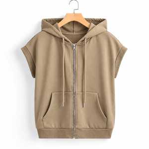 Sudadera con Capucha sin Mangas para Hombre, con Cierre, Color Sólido, Felpa Francesa, Estilo Casual Urbano, Corte Regular, Transpirable y de Secado Rápido - Product Image 5