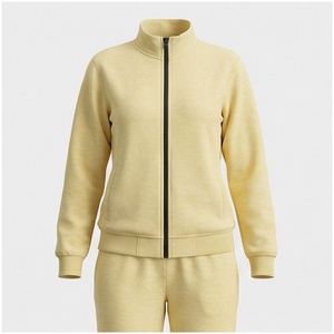 <b>Women's</b> Solid Color Full Zip Stand Collar Tracksuit <b>Jacket</b> With Side Pockets Breathable Casual Autumn Wear 100% Cotton Midweight - Product Image 1
