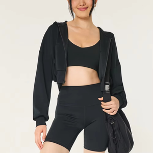 เสื้อฮู้ดซิปแบบครอปยูนิเซ็กซ์ Gilly Hicks Active Cooldown ผ้าฝ้าย 100% สวมใส่สบาย สไตล์สตรีทแวร์ สำหรับฤดูหนาว แห้งเร็ว รับผลิตแบบ OEM ODM - Product Image 2