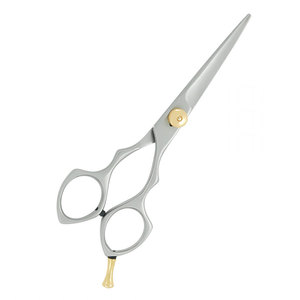 Stainless Steel <b>Barber</b> Scissors Silver Color Gold Adjustment Screw Sharp <b>Blade</b> Professional Hair Cutting Right-Handed Medium - Product Image 3