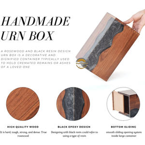 Handcrafted Ocean Wave Resin & Natural Wood Cremation Urn Blue Epoxy Ashes <b>Box</b> Artistic Funeral Memorial Keepsake by AYAANS - Product Image 2