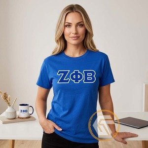 GREEK TREASURES Camiseta negra para mujer de la hermandad Zeta Phi Beta, corte regular, cuello en V, manga corta, 100% algodón, jersey informal, color liso - Product Image 3