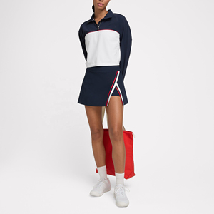 Customized Women Summer Casual Solid Breathable Dropped Waist Slit Tennis Sports Golf <b>Skirts</b> with 2 Pockets Athletic 100% Cotton - Product Image 2