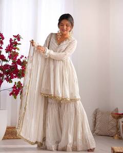 Traje de Seda Indio-Pakistaní para Boda de Verano, Sharara Gharara Punjabi, Traje Salwar Sexy para Mujer, Venta al Por Mayor - Product Image 2