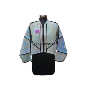 Chaqueta Gudari Hecha a Mano para Mujer, Algodón Estándar, Estilo Indio Kantha, Multicolor, Vintage, 100% Puro, Étnico, Ecológico, Primavera - Product Image 1
