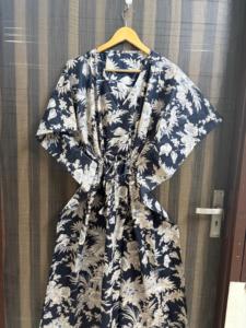 Caftán de Algodón Ecológico para Mujer, Estampado Floral, Vestido Maxi Holgado, Estilo Boho, para Uso Diario, Playa, Kimono de Verano - Product Image 1