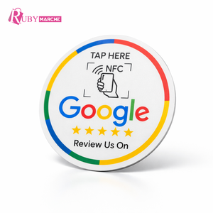 Round Shaped NFC Google Review Stand PVC Table Display for Customer Feedback Digital Reviews and Business Promotion - Product Image 1