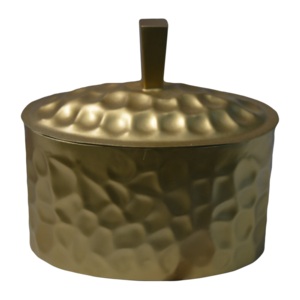Stylish Royal Metal Shiny Brass Storage Box <b>Lid</b> Knob Embossed Design Dry Fruits Container Candy Storage <b>Bins</b> Storage Containers - Product Image 2
