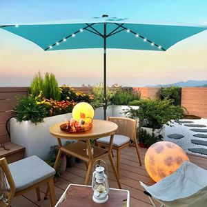 10 X 6.5t Rectangular LED <b>Lighted</b> Outdoor Umbrellas for Patio Garden Backyard Pool & Spa Crank <b>Push</b> Button Tilt Design - Product Image 2