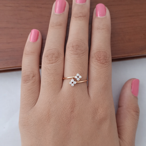 Namivaa 18ct Gold Cubic Zirconia Double Flower <b>Open</b> <b>Ring</b> Women Elegant Minimal Daily Wear Fine Jewelry - Product Image 2
