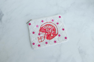 Monedero de cuentas hecho a mano con patrón de letras para el día del partido, cierre de cremallera, estilo casual unisex, mini bolsa - Product Image 6