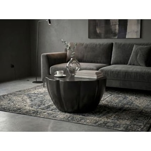 Mesa de Centro Redonda Moderna Negra, Muebles Decorativos para Sala de Estar - Product Image 2