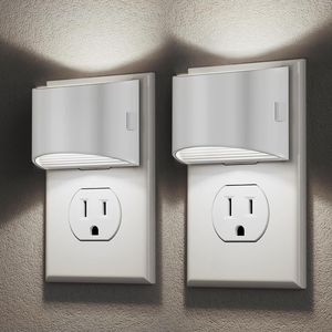 2 Pack LED Night <b>Light</b> with Dusk Dawn Sensor <b>Plug</b> Wall 3 Level Brightness Adjustable <b>Plug</b>-<b>In</b> Night <b>Light</b> - Product Image 1