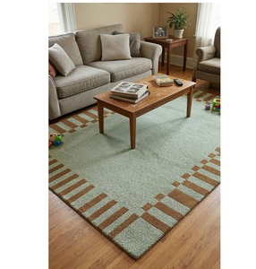 Export Quality Geometric Wool Handmade <b>Thick</b> Area Rug Rectangle Medium Pile Non Slip Rubber Backing Living Room Decor - Product Image 1