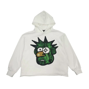 Unisex Regular Fit Crop Hooded Acid <b>Wash</b> Anti-Wrinkle Double Pocket Front Streetwear Hoodie Solid Color Knitted 370g 100% Cotton - Product Image 2