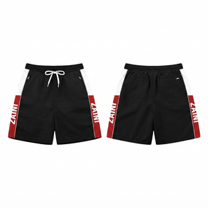 Premium 160g Polyester/Nylon Windbreaker <b>Shorts</b> Black White <b>Red</b> Solid Mid Waist Drawstring Closure Custom Logo OEM - Product Image 1