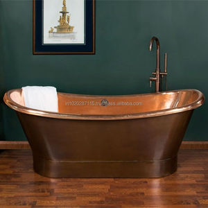 อ่างอาบน้ำทำด้วยมือทองแดงบริสุทธิ์ออกแบบอิสระสำหรับบ้านสไตล์วินเทจที่ทันสมัยพร้อมการติดตั้งในห้องน้ำที่ได้รับแรงบันดาลใจจากบ้านไร่ - Product Image 5