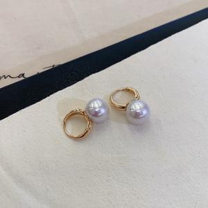 S925 <b>Silver</b> Freshwater <b>Pearl</b> 11-12mm Elegant Female Two Tone <b>Earrings</b> with White Purple Strong Light Fine Flaws - Product Image 4