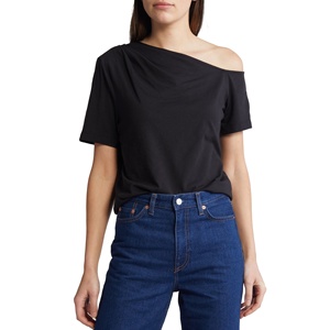 Camiseta de un Solo Hombro de Nuevo Diseño para Mujer, Camisetas de un Solo Hombro Hechas a Medida al por Mayor, Camisetas Blancas de Moda Urbana para Mujer - Product Image 1
