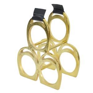 Exhibidores de Vino Hechos a Mano con Acabado Dorado, Soporte para Botellas Estilo Estribo de Caballo, Artículos para Mesa o Encimera - Product Image 1