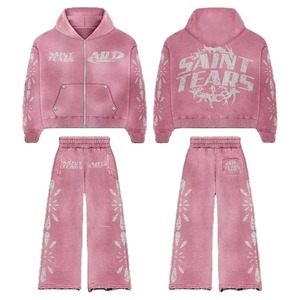 Conjunto Deportivo Unisex de Invierno, Estampado, de Alta Calidad, Ligero, de Algodón y Felpa, Talla XL, Sudadera Holgada, Pantalón de Doble Cintura, Transpirable - Product Image 1