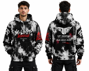 เสื้อฮู้ดสตรีทแวร์แบบสวมหัว พิมพ์ลายกราฟิกสีดำ ขาว แดง ทรงโอเวอร์ไซส์ ยูนิเซ็กส์ ผ้าคอตตอนหนานุ่ม - Product Image 4