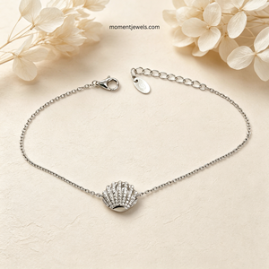Mother'S Day Gift 925 Sterling Silver <b>Shell</b> Pendant <b>Bracelet</b> for Women Rhodium Plated Cable Chain Inlaid Zircon Dainty <b>Shell</b> - Product Image 3