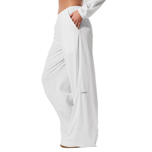 Conjunto de Top Deportivo y Pantalón Ancho para Mujer, 2 Piezas, Nylon y Spandex, Ropa Deportiva Ligera, Tejido, Personalizable, OEM, Marca Privada - Product Image 4